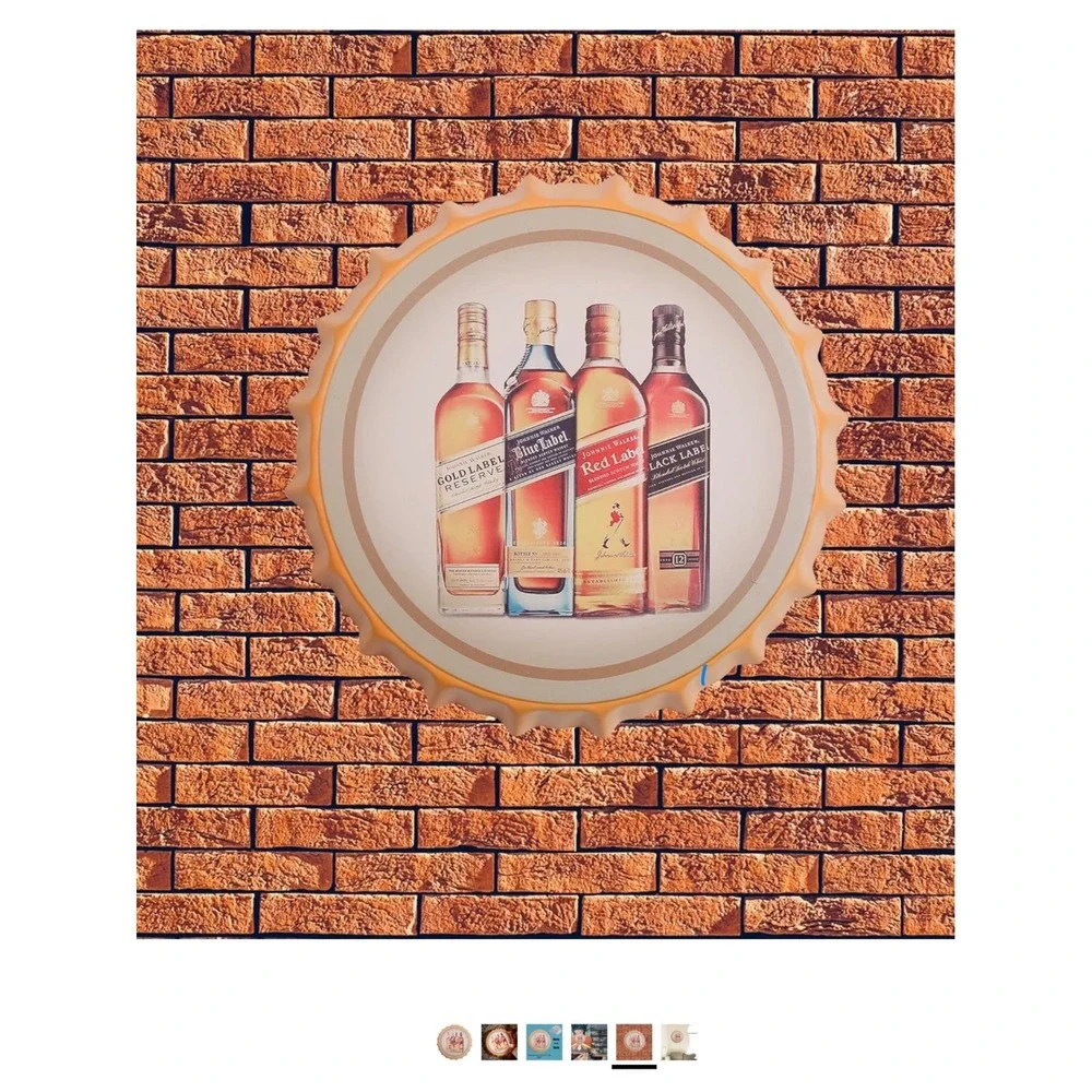 Johnnie Walker Scotch‎ Whisky Metal Bottle Cap Wall Sign Bar Decor 14 Inch NEW